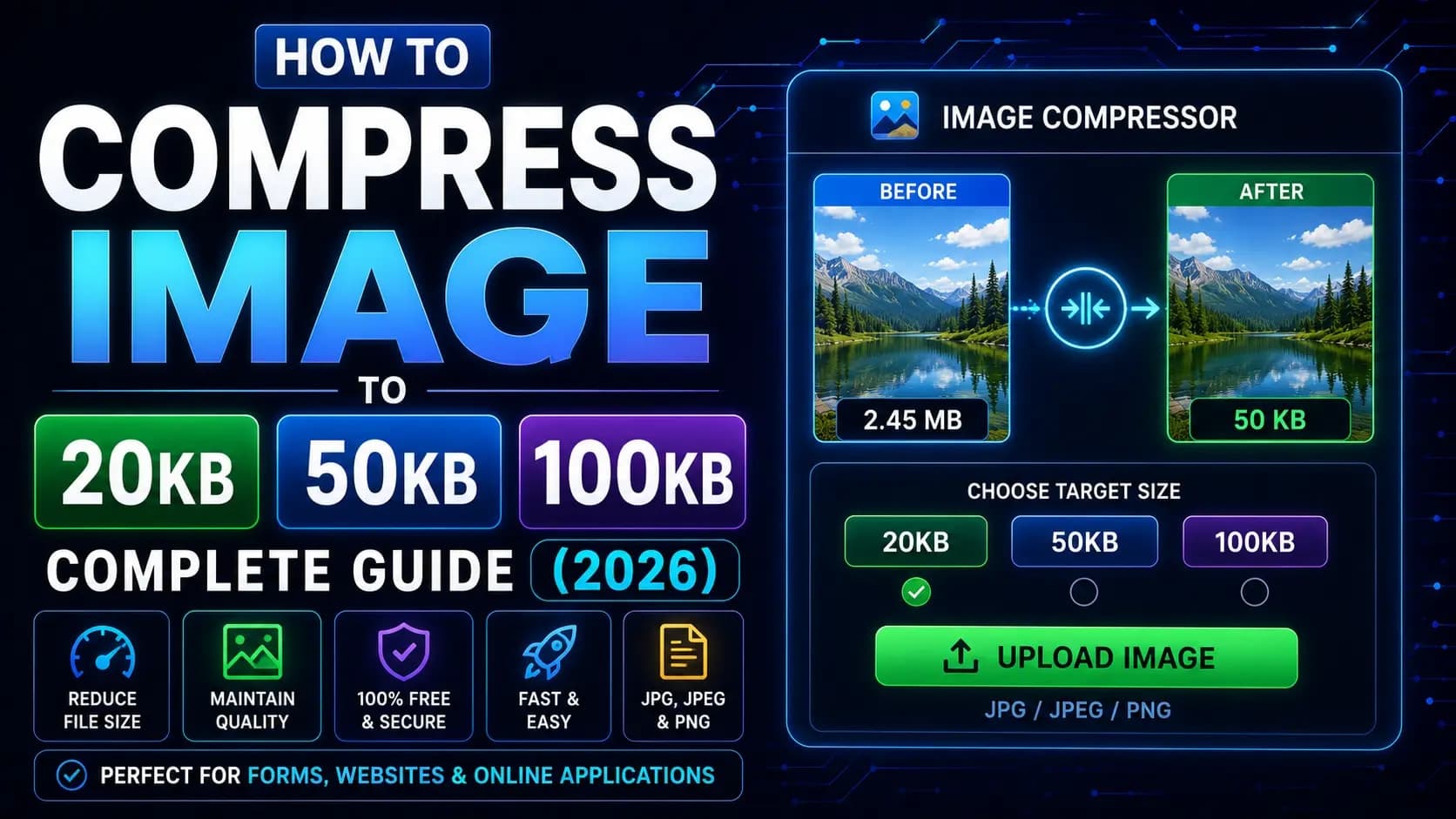 How to Compress Image to 20KB, 50KB, or 100KB - Complete Guide (2026)